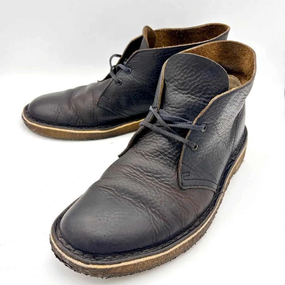 Clarks Originals Desert Boot Mens 8.5 Dark Brown Beeswax Tumbled Leather Chukka